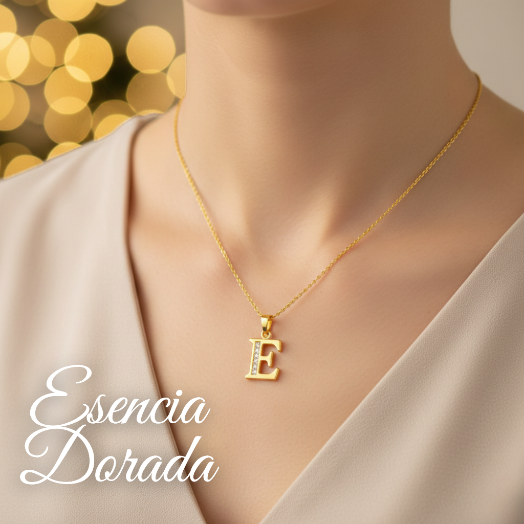 Collar Doble Baño en Oro Letra E – XUPING
