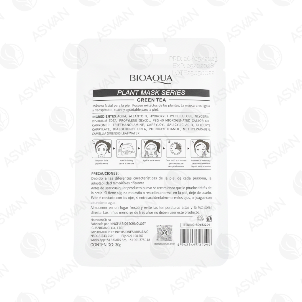Mascarilla Facial De Té Verde x10 Uds - BIOAQUA