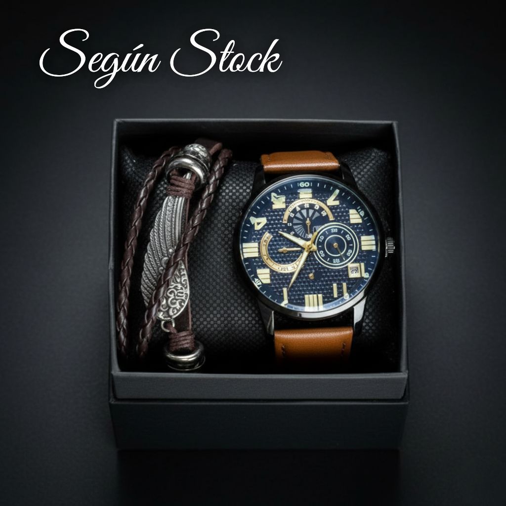 Set de Reloj y Pulsera para Hombre