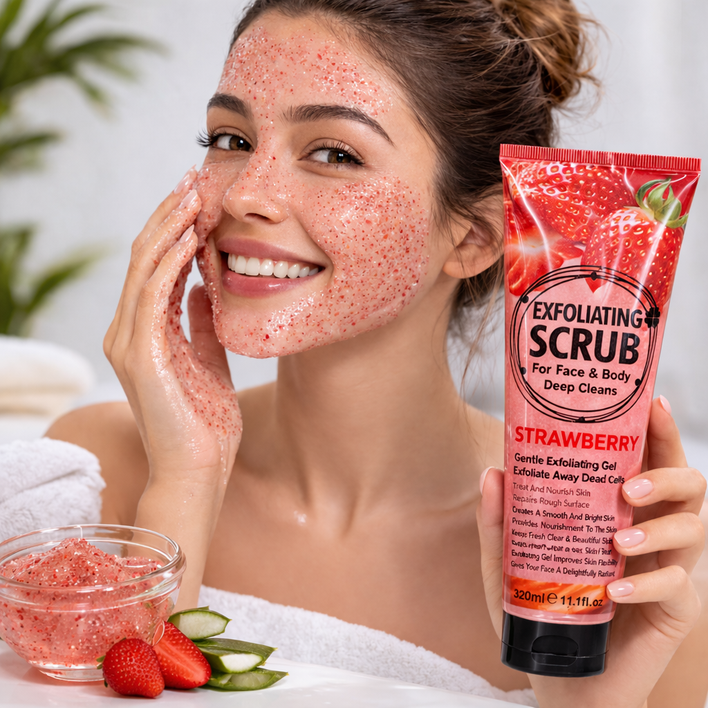 Gel Exfoliante Facial y Corporal Strawberry 320 ml - WOKALI