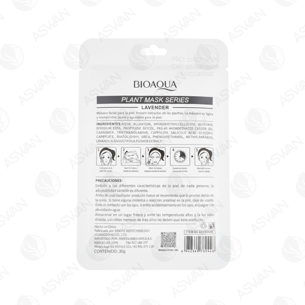 Mascarilla Facial De Lavanda x10 Uds - BIOAQUA