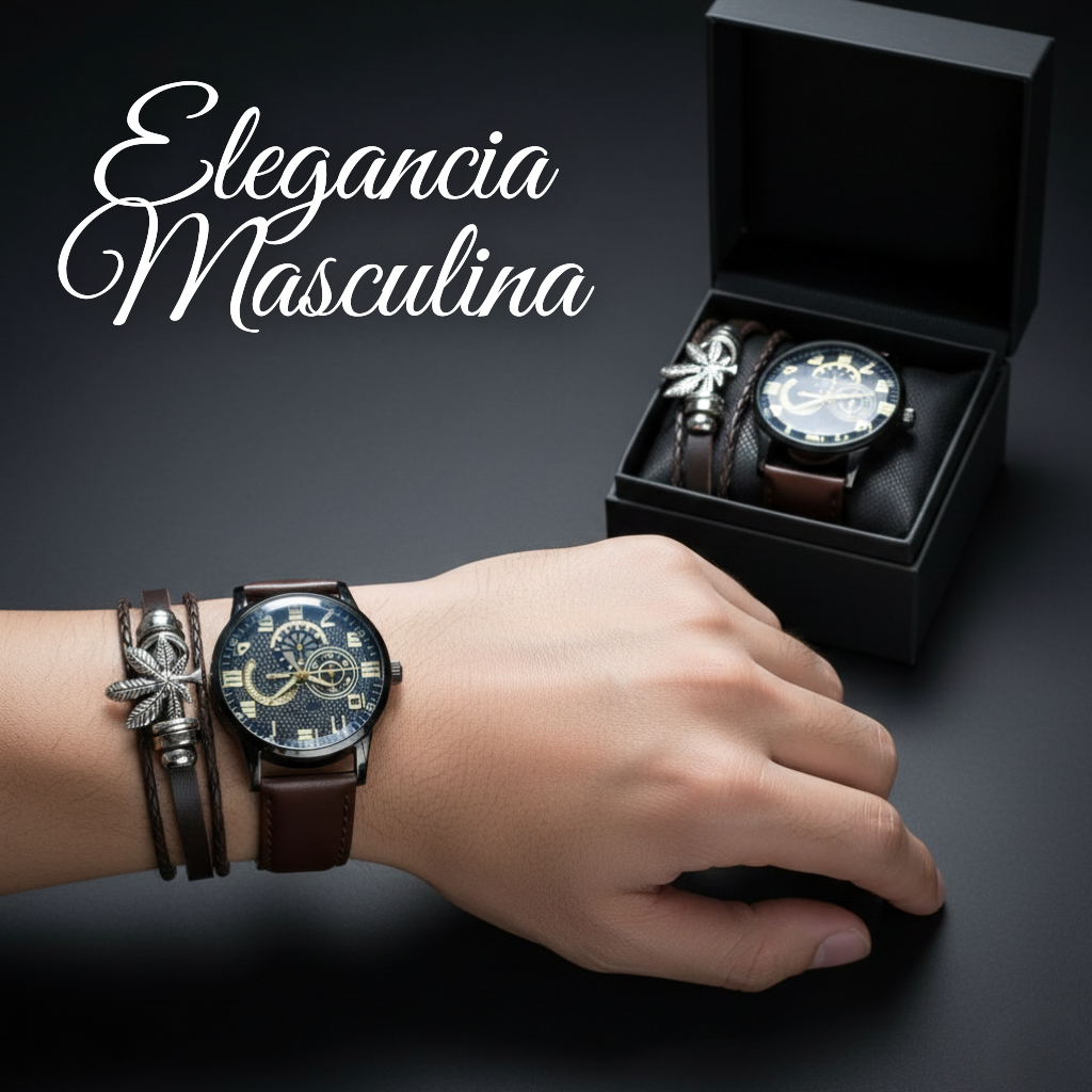 Set de Reloj y Pulsera para Hombres