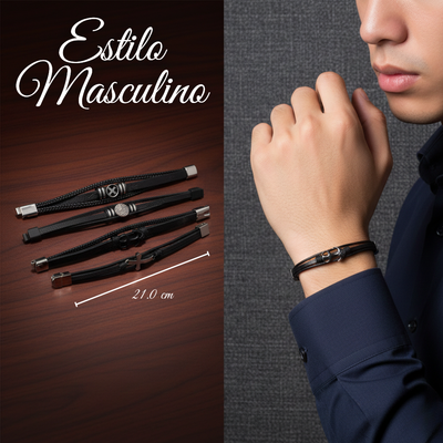 Pulseras De Acero Con Cuero Importado