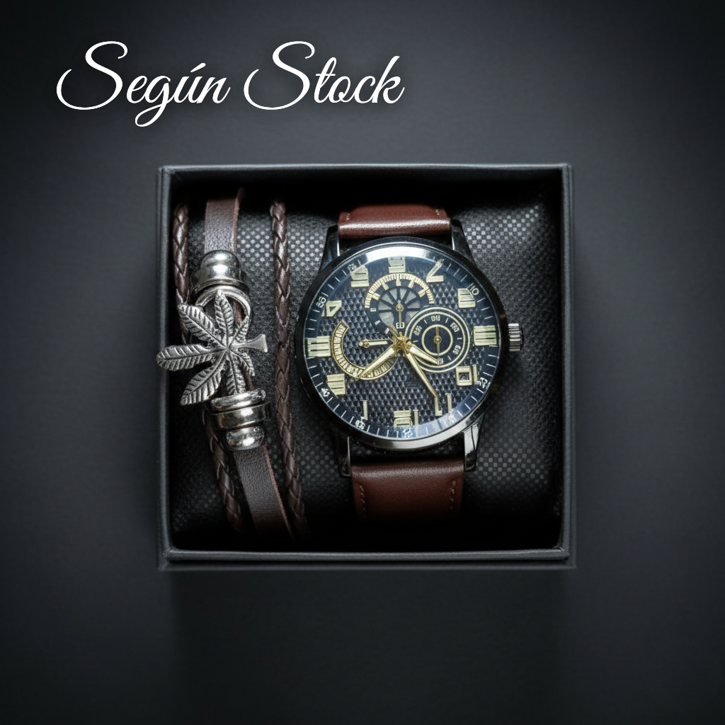 Set de Reloj y Pulsera para Hombres