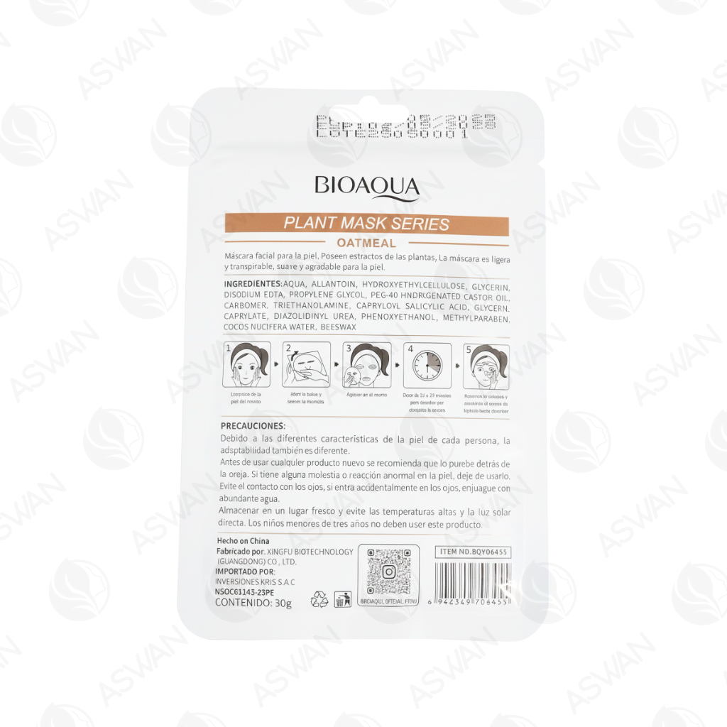 Mascarilla Facial De Avena x10 Uds - BIOAQUA