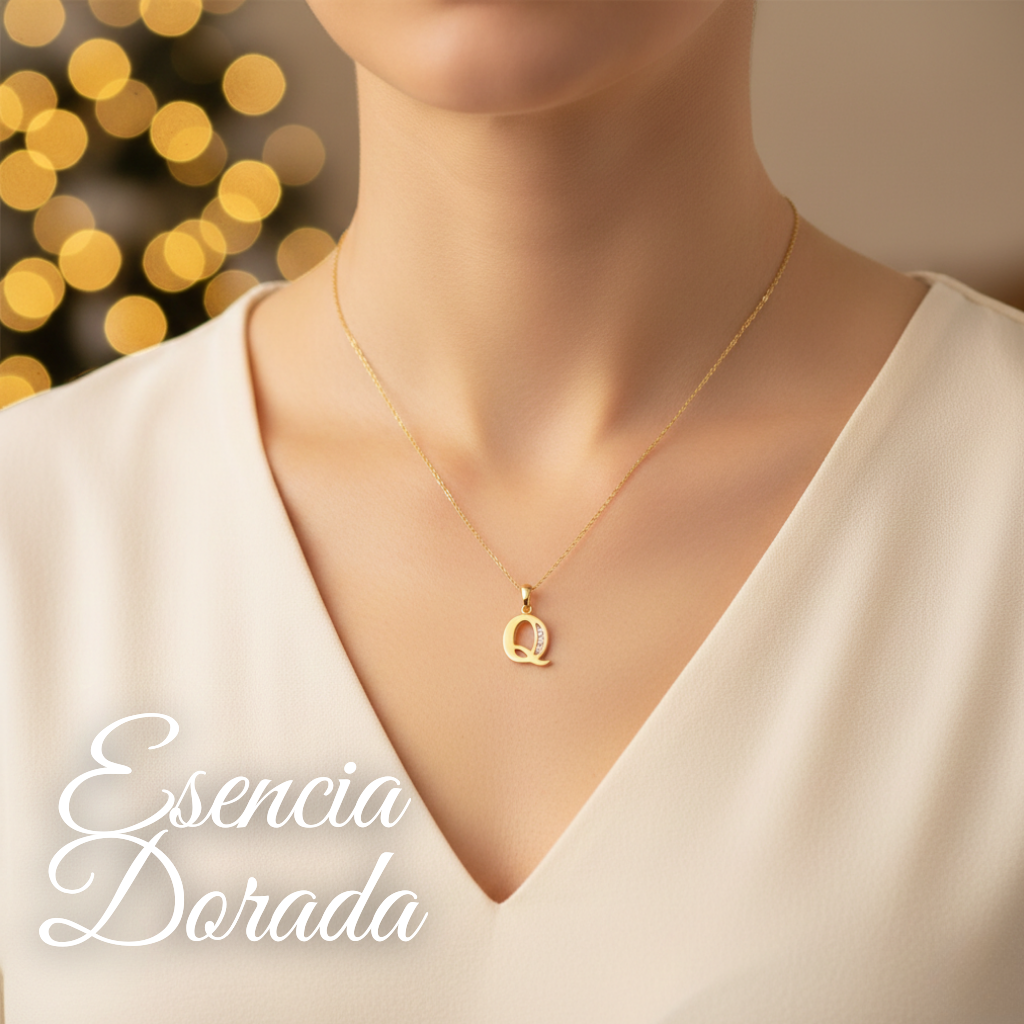 Collar Doble Baño en Oro Letra Q – XUPING