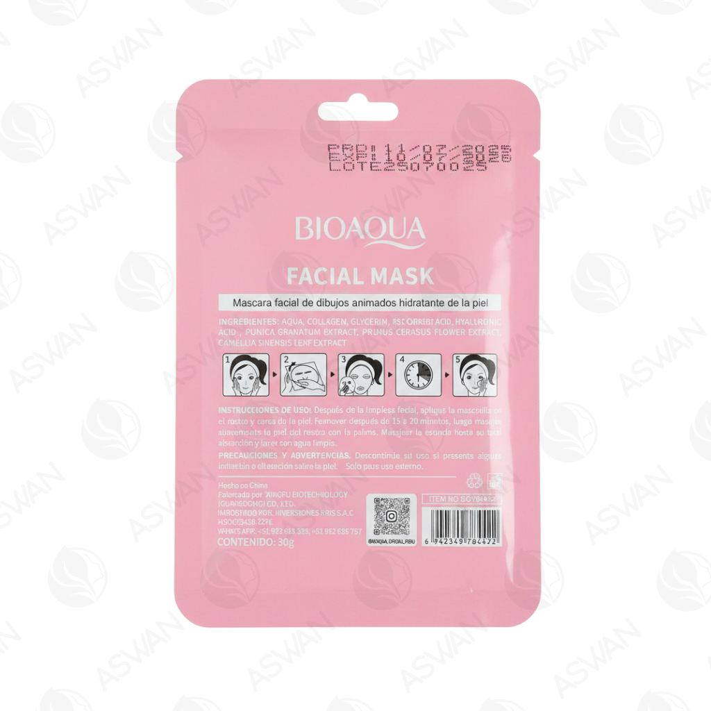 Mascarilla Facial Animado De Gatita x10 Uds - BIOAQUA