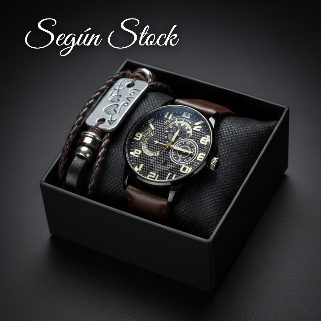 Set de Reloj y Pulsera para Hombres