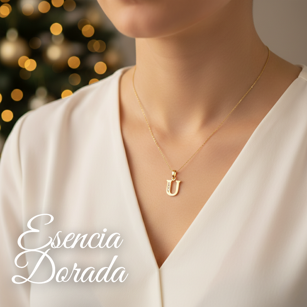 Collar Doble Baño en Oro Letra U – XUPING