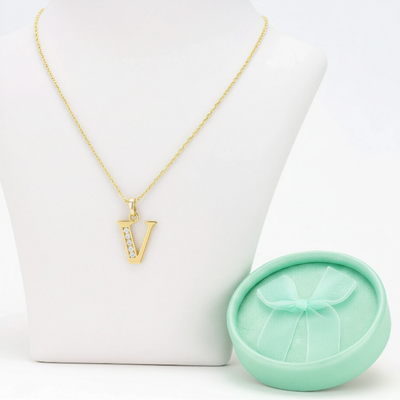 Collar Doble Baño en Oro Letra V – XUPING