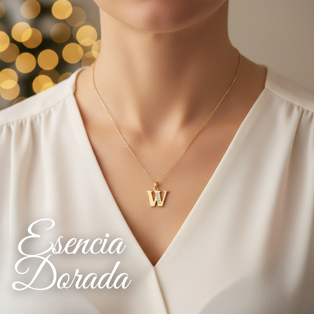 Collar Doble Baño en Oro Letra W – XUPING