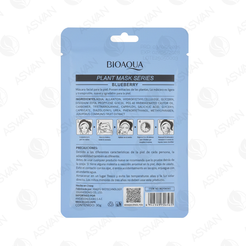 Mascarilla Facial De Blueberry x10 Uds - BIOAQUA
