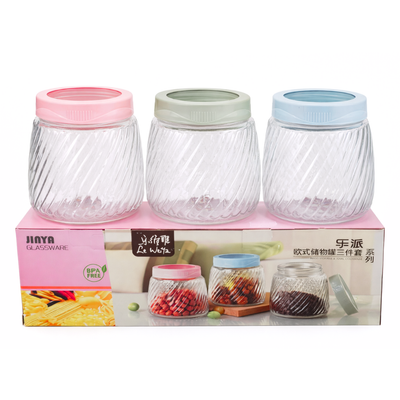 Set de 3 frascos de vidrios