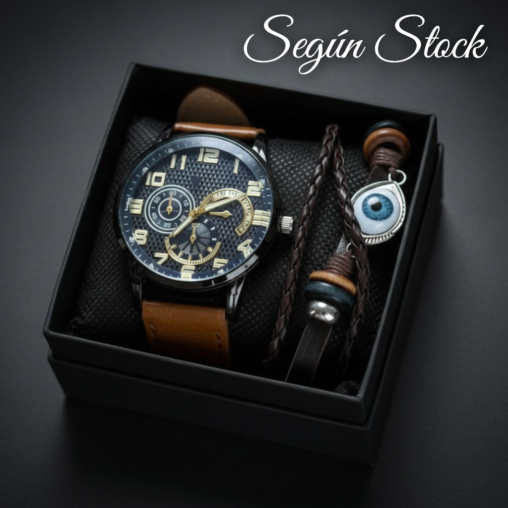 Set de Reloj y Pulsera para Hombres