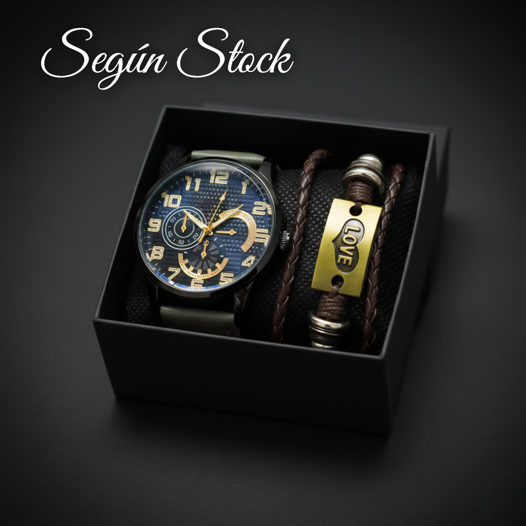 Set de Reloj y Pulsera para Hombres