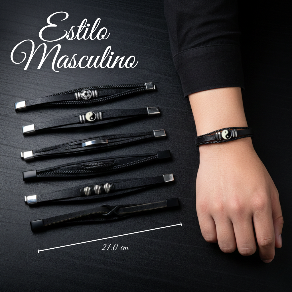 Pulseras De Acero Con Cuero Importados