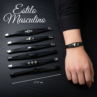 Pulseras De Acero Con Cuero Importados