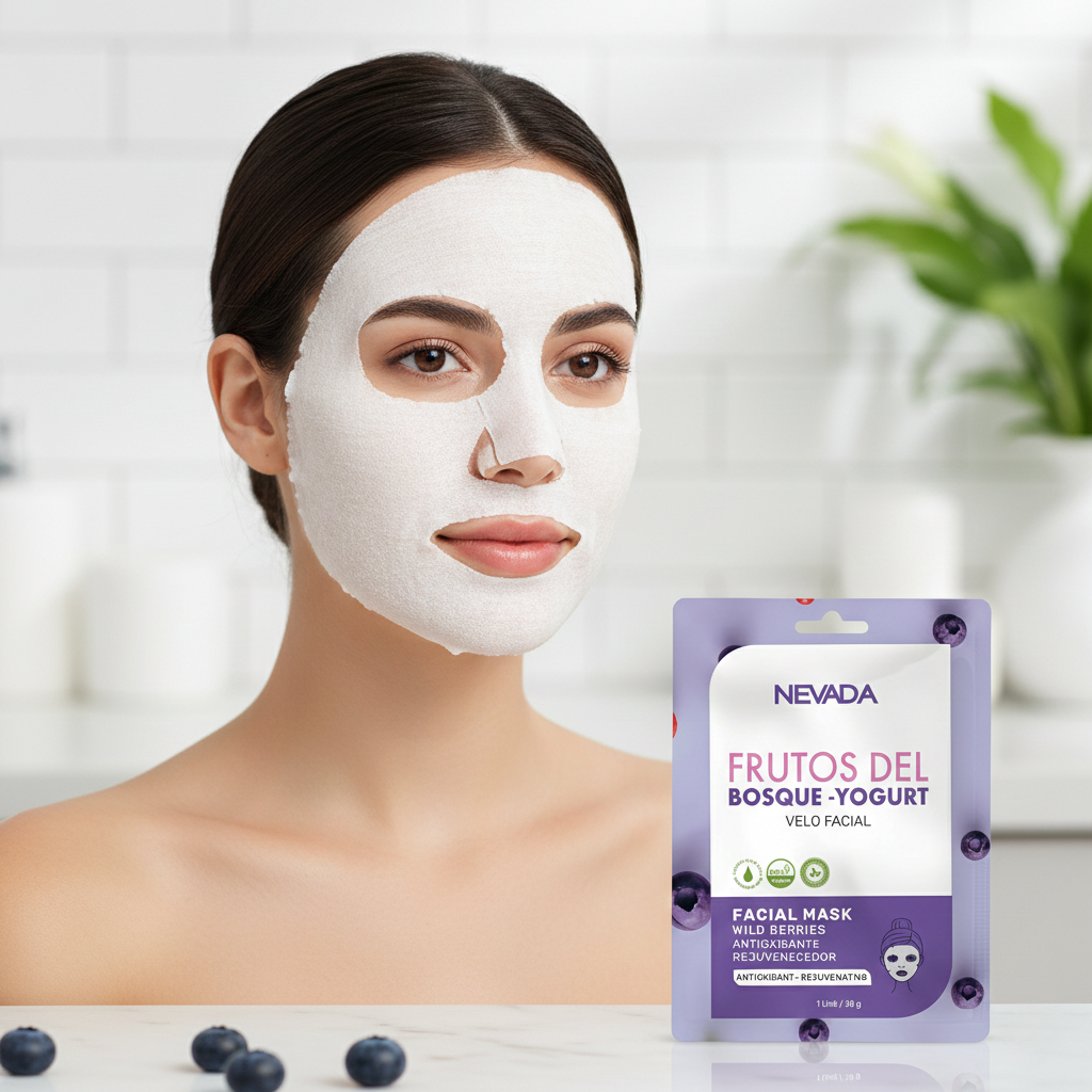 Mascarilla Facial De Frutos Del Bosque Yogurt x10 Uds - NEVADA